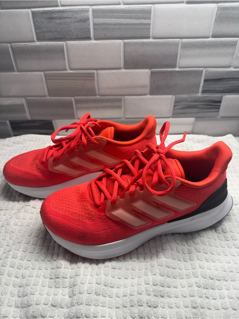 adidas Kids Bright Red Athletic Sneakers with White Stripes
